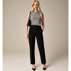 J.Crew Curvy Kate Straight Leg Pant Four Season Stretch Black Classic US 00 NWT